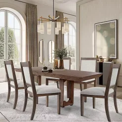 Kirklands Home Dining Chairs|Neutral Upholstered Wood Frame Chairs, Set of 2 Multi