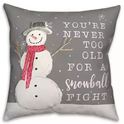 Clearance Never Too Old for Snowball Christmas Pillow Christmas Pillows