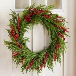 Outlet Norfolk Pine Red Berry Christmas Wreath Christmas Wreaths