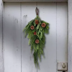 Hot Norfolk Spruce and Juniper Teardrop Swag Christmas Wreaths