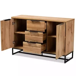 Kirklands Home Cabinets & Sideboards|Oak Wood and Metal Sideboard Buffet