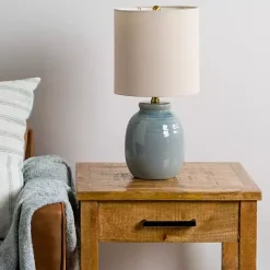 Kirklands Home Table Lamps|Ocean Blue Ceramic Table Lamp Tan