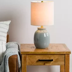 Kirklands Home Table Lamps|Ocean Blue Ceramic Table Lamp Tan