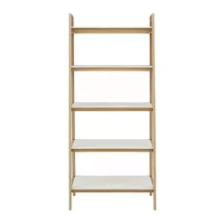 Kirklands Home Bookshelves|Off White Wood Shelves with Natural Frame Bookcase