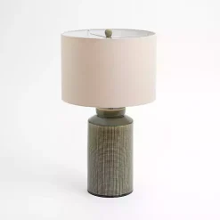 Kirklands Home Table Lamps|Olive Green Grid Ceramic Table Lamp Tan