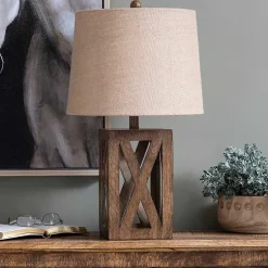 Kirklands Home Table Lamps|Open Block Table Lamp Tan
