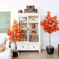 Best Orange Oak Tree in Black Planter, 5 ft. Trees & Topiaries