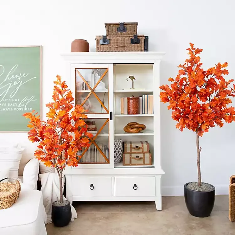 Best Orange Oak Tree in Black Planter, 5 ft. Trees & Topiaries