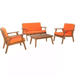 Kirklands Home Outdoor Sets|4-pc. Acacia Wood Outdoor Living Set Orange