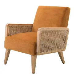 Kirklands Home Accent Chairs|Orange Rattan Accent Chair Yellow