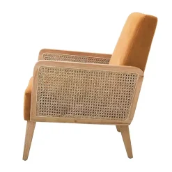 Kirklands Home Accent Chairs|Orange Rattan Accent Chair Yellow