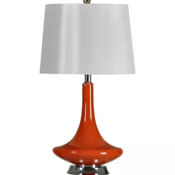 Kirklands Home Table Lamps|Orange Retro Glass Table Lamp White