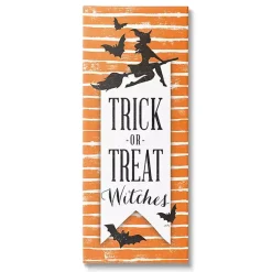 Sale Orange Stripe Trick or Treat Wall Plaque Halloween