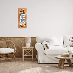 Sale Orange Stripe Trick or Treat Wall Plaque Halloween