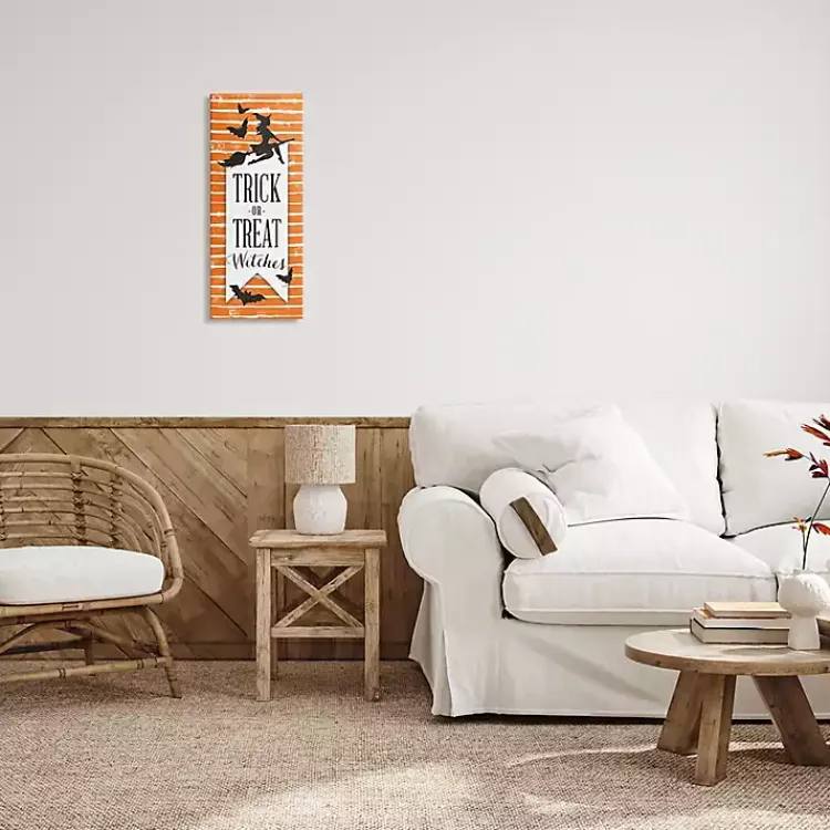 Sale Orange Stripe Trick or Treat Wall Plaque Halloween