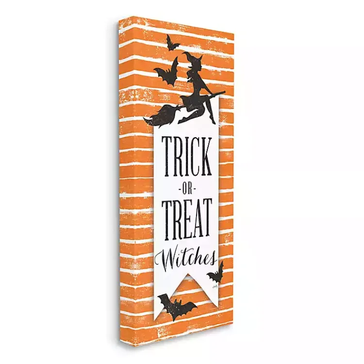 Sale Orange Stripe Trick or Treat Wall Plaque Halloween