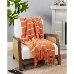 Hot White Striped Fringe Throw Blanket Blankets & Throws