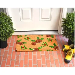 Online Outdoor Holly and Pine Christmas Doormat Outdoor Christmas Decorations