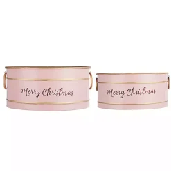 Best Oval Iron Merry Christmas Baskets, Set of 2 Christmas Decorations