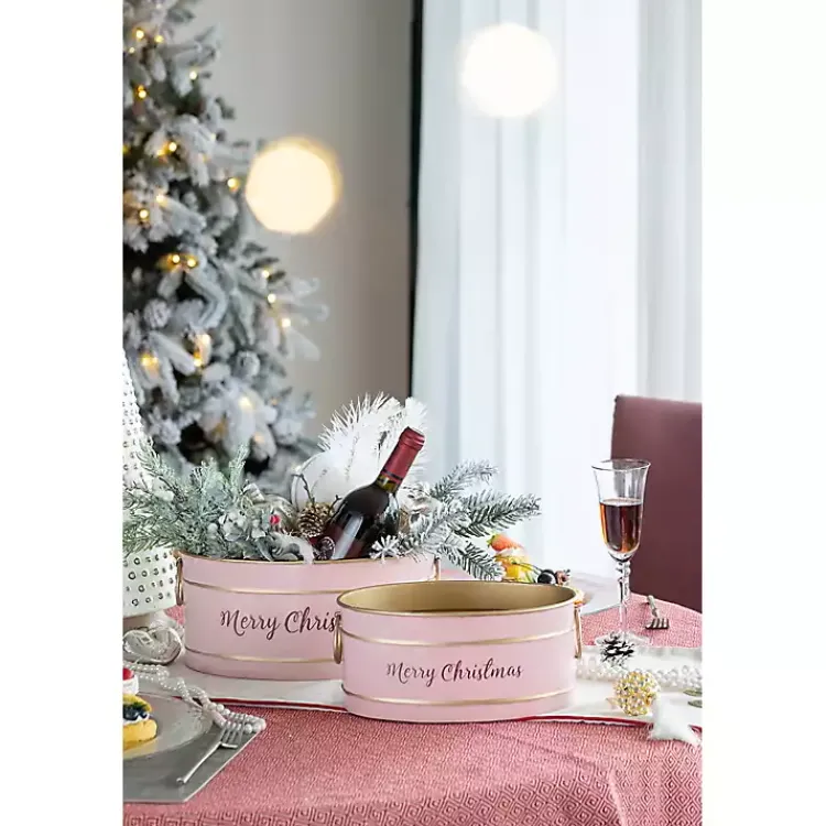 Best Oval Iron Merry Christmas Baskets, Set of 2 Christmas Decorations