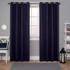 Kirklands Home Curtains & Drapes|Oxford Navy Thermal Curtain Panel Set, 84 in. Blue