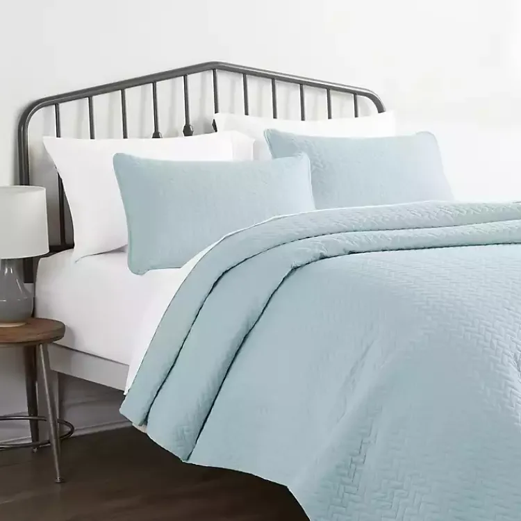 Kirklands Home Bedspreads & Coverlets|Pale Herring 3-pc. King Quilted Coverlet Set Blue