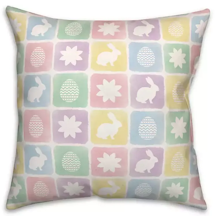 Online Pastel Easter Bunny Grid Outdoor Pillow Easter Decorations