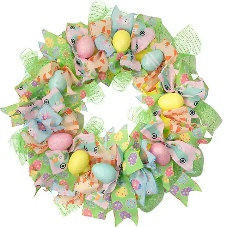 Online Pastel Easter Eggs and Ribbons Wreath Easter Decorations