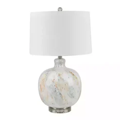 Kirklands Home Table Lamps|Pastel Swirls Glass Table Lamp White