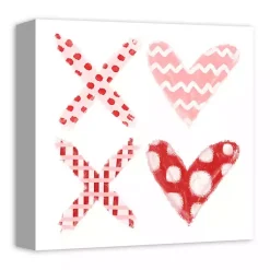 Hot Patterned XOXO Hearts Canvas Art Print Valentines Day Decorations