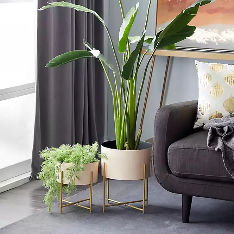 Kirklands Home Planters|Peach Iron X-Base Planters, Set of 2