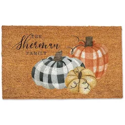 Personalized Buffalo Check Pumpkins Doormat Fall