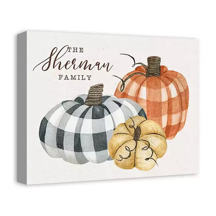 Outlet Personalized Buffalo Check Pumpkins Canvas Print Fall