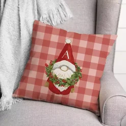 Personalized Christmas Gnome Monogram Pillow Christmas Pillows