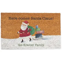 Best Personalized Here Comes Sledding Santa Doormat Outdoor Christmas Decorations