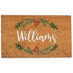 Discount Personalized Holly Wreath Christmas Doormat Outdoor Christmas Decorations