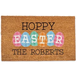 Discount Personalized Hoppy Easter Plaid Eggs Doormat Easter Decorations