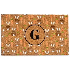 Clearance Personalized Monogram Bunny and Carrot Doormat Easter Decorations