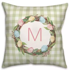 Sale Personalized Monogram Egg Wreath Pillow Easter Decorations