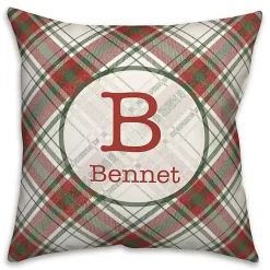 Personalized Monogram Plaid Christmas Pillow Christmas Pillows