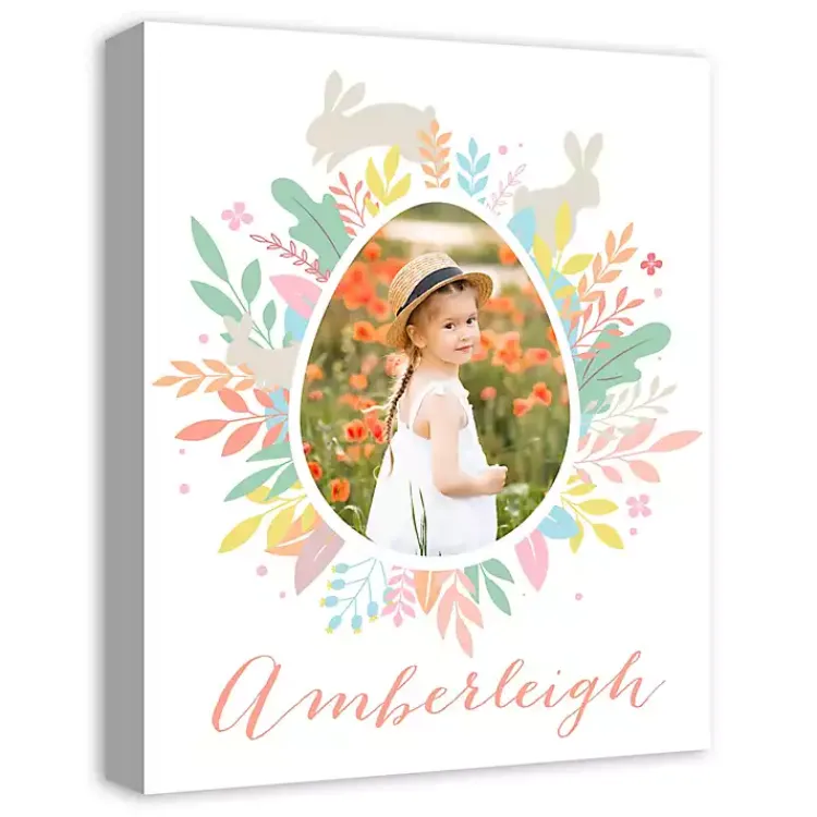 Sale Personalized Photo Egg Wreath Canvas Print Easter Decorations