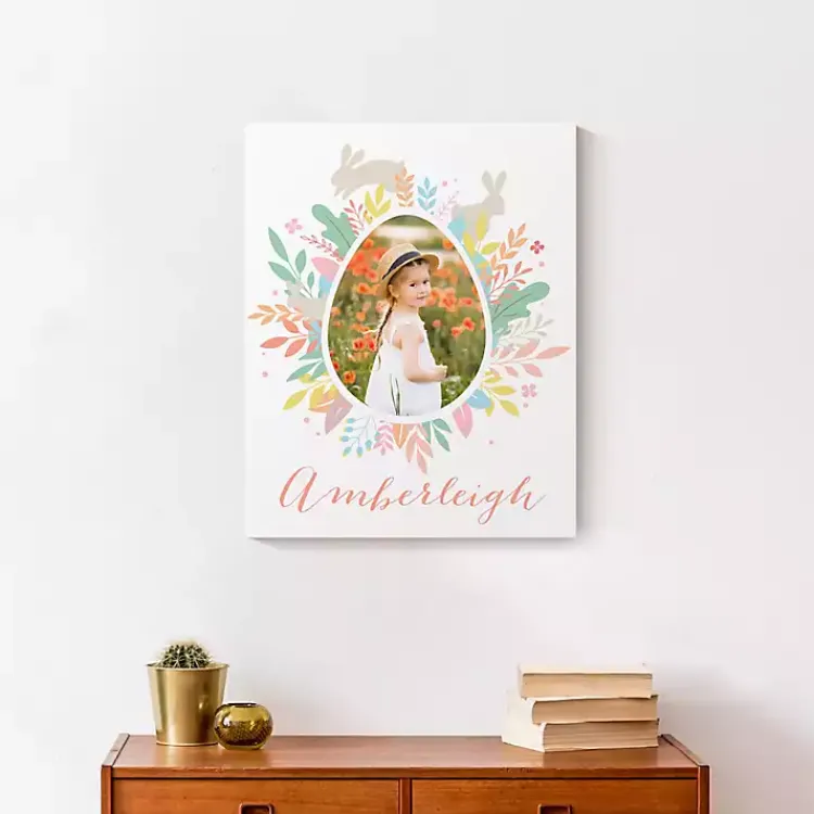 Sale Personalized Photo Egg Wreath Canvas Print Easter Decorations