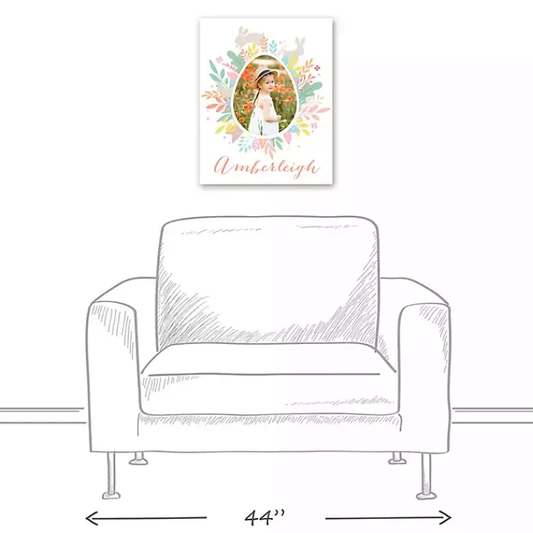 Sale Personalized Photo Egg Wreath Canvas Print Easter Decorations