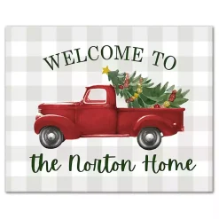Clearance Personalized Welcome Christmas Truck Canvas Plaque Christmas Art & Wall Decor