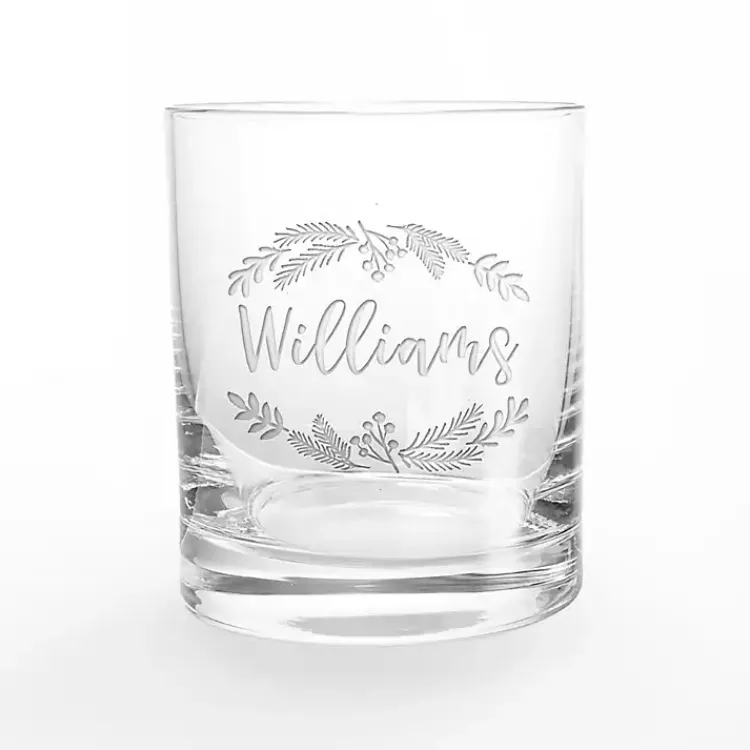 Outlet Personalized Wreath Whiskey Glasses, Set of 2 Christmas Dining & Entertaining