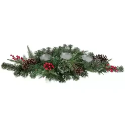 Best Pine and Berry Pillar Candle Centerpiece Christmas Centerpieces