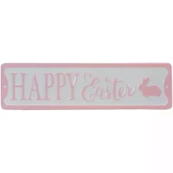 Online Pink and White Metal Happy Easter Wall Plaque Easter Decorations