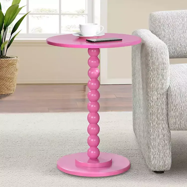 Kirklands Home Accent & End Tables|Beaded Spindle Accent Table Pink