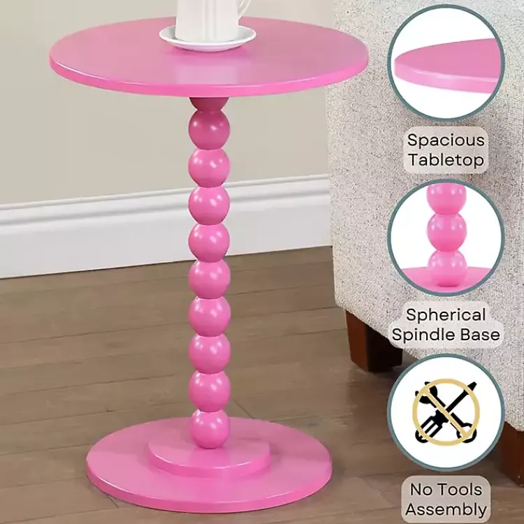 Kirklands Home Accent & End Tables|Beaded Spindle Accent Table Pink