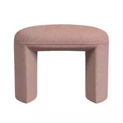 Kirklands Home Benches & Ottomans|Boucle Oval Upholstered Ottoman Pink